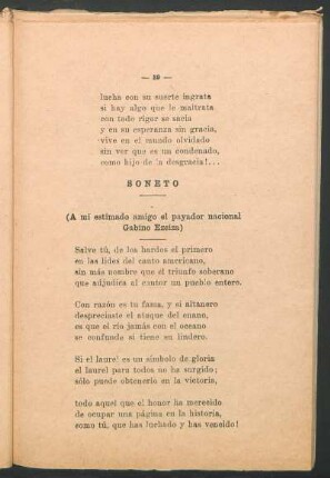 Soneto : (A mi estimado amigo el payador nacional Gabino Ezeiza)