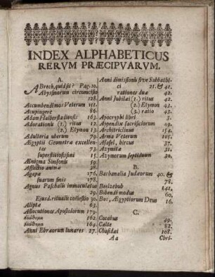 Index Alphabeticus Rerum Præcipuarum.
