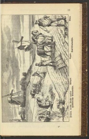 Frauen, welche Flachs raufen. Holländische Windmühle. Pflügen. Eggen. Bock-Windmühle. Säen