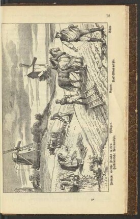Frauen, welche Flachs raufen. Holländische Windmühle. Pflügen. Eggen. Bock-Windmühle. Säen