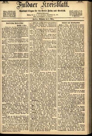 Ausgabe vom Mittwoch, den 04. März 1874.