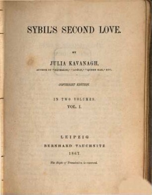 Sybil's second love : in two volumes, 1