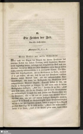 II. Die Zeichen der Zeit