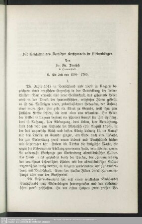 Zur Geschichte des Deutschen Buchhandels in Siebenbürgen : II. Die Zeit von 1500-1700