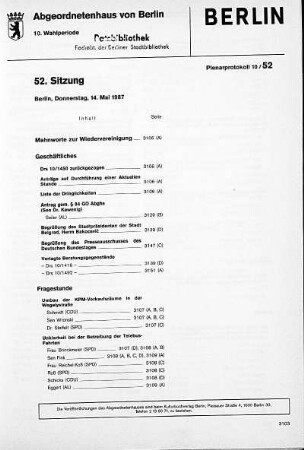 Nr. 52, 14. Mai 1987