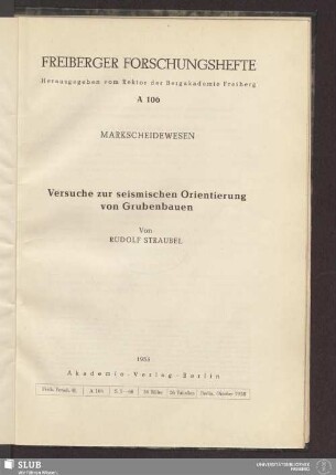 Versuche zur seismischen Orientierung von Grubenbauen