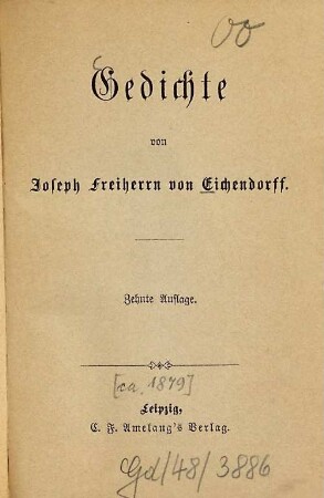 Gedichte von Joseph Freiherrn von Eichendorff
