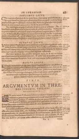 Argumentum In Threnos Ieremiae, Philippi Melanthonis.