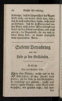 Erstlich. Eine unvollkommene Liebe.