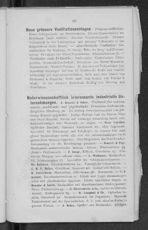 Naturwissenschaftlich interessante industrielle Unternehmungen.