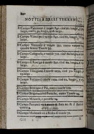 Notitia delle Terreni.