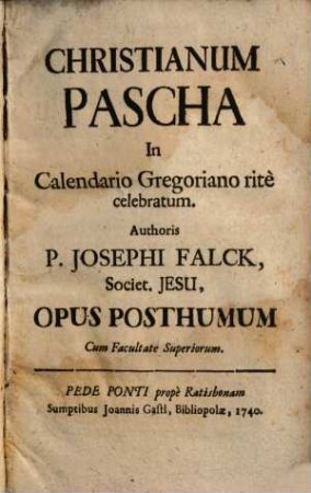 Christianum pascha : in calendario Gregoriano ritè celebratum