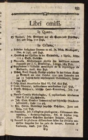233-234, Libri omissi.