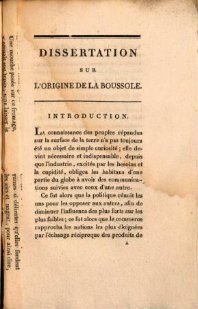 Dissertation sur l'origine de la boussole