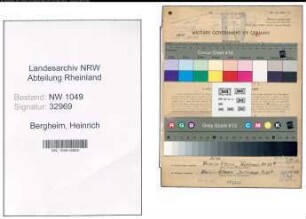Entnazifizierung Heinrich Bergheim , geb. 19.05.1901 (Bahnassistent)