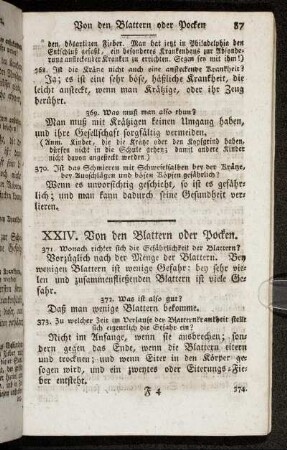XXIV. Von den Blattern oder Pocken.