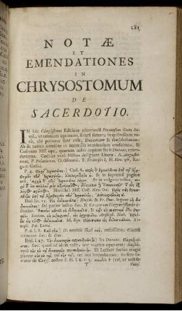 Notæ et emendationes in Chrysostomum de Sacerdotio