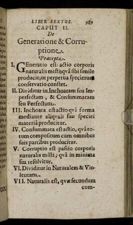 Caput II. De Generatione & Corruptione.