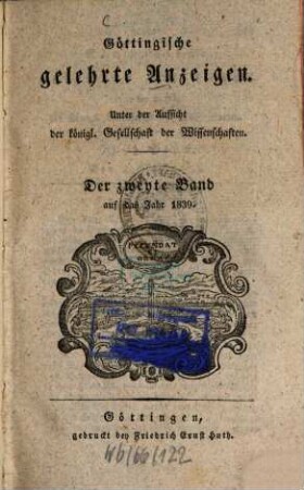 Göttingische gelehrte Anzeigen : unter Aufsicht d. Akademie der Wissenschaften. [101.] 1839, 2