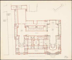 Königliche Oper (auch: Staatsoper unter den Linden, Lindenoper), Berlin Erweiterung - IV. Projekt: Grundriss in Ranghöhe