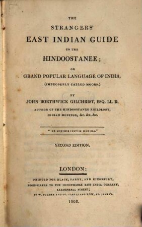 The strangers East-India guide to the Hindoostanee, or grand popular language of India