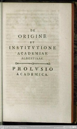 De Origine Et Institutione Academiae Albertinae