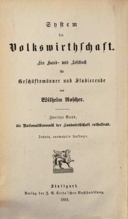 System der Volkswirthschaft : ein Hand- und Lesebuch für Geschäftsmänner und Studierende, 2