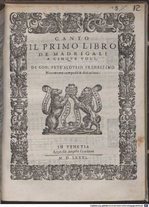 IL PRIMO LIBRO DE MADRIGALI A CINQVE VOCI