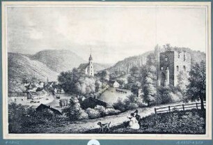 Blick auf Tharandt mit der Stadt- und Bergkirche und Burgruine