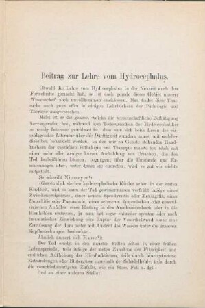 Beitrag zur Lehre vom Hydrocephalus.