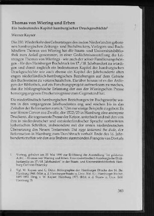 Thomas von Wiering und Erben : Ein bedeutendes Kapitel hamburgischer Druckgeschichte