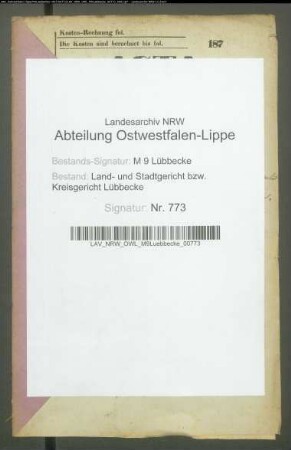 Erblasser: Kettler, Heinrich Wilhelm Carl; Erblasser: Dieckhoff, Anna Marie Henriette Wilhelmine: Abschluss eines Erbvertrags