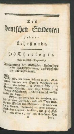[...] zehnte Lehrstunde.