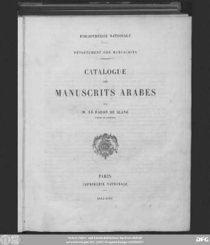 Catalogue Des Manuscrits Arabes