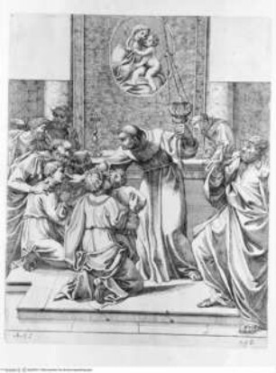 Vita di San Diego, dipinta nella Cappella di S. Giacomo de Spagnoli ..., Tafel 17: Die Heilung eines blinden Knaben