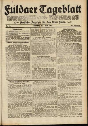 Ausgabe vom Montag, den 23. Mai 1921.
