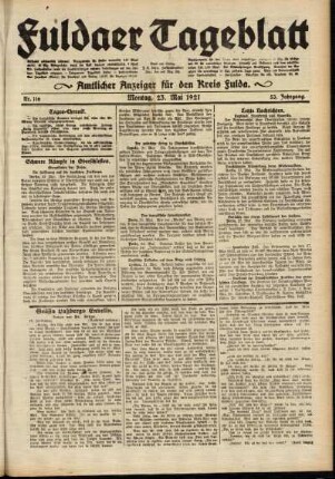 Ausgabe vom Montag, den 23. Mai 1921.