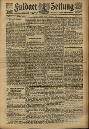 Erste Ausgabe vom Montag, den 27. Februar 1911.