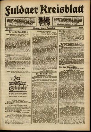 Erste Ausgabe vom Montag, den 04. November 1918.
