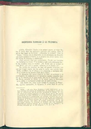 Despedida familiar á la filosofía