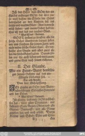II. Der Glaube. Wie ein Haus-Vater denselbigen seinem Gesinde auf das einfältigste fürhalten soll.