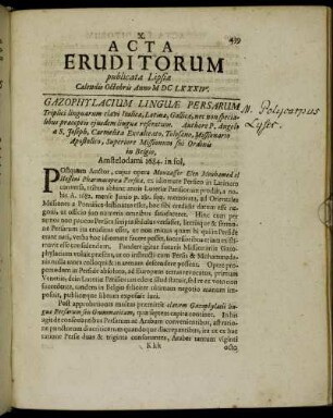 N. X. [...] Calendis Octobris Anno M DC LXXXIV.