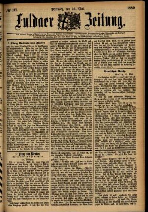 Ausgabe vom Mittwoch, den 22. Mai 1889.