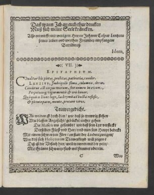 Trawergedicht. Was weinen ist doch hier! [...]