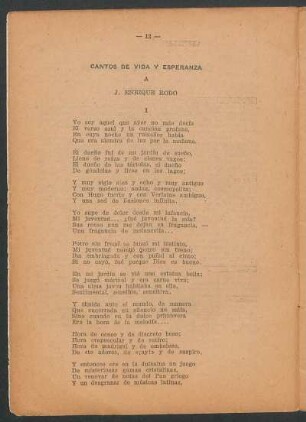 Cantos de vida y esperanza : A J. Enrique Rodo