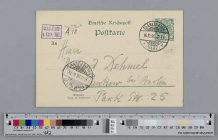 Postkarte an Richard Dehmel