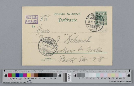 Postkarte an Richard Dehmel