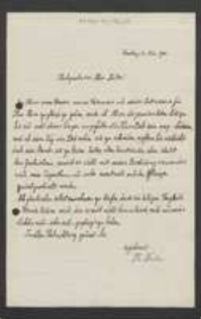 Brief von Georg Fischer an Unbekannt