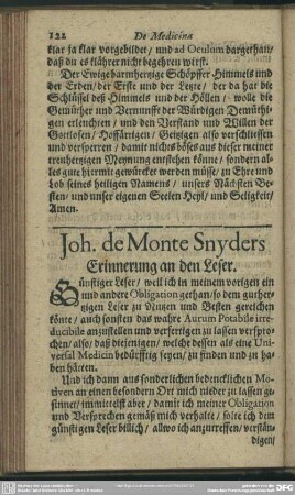 Joh. de Monte Snyders Erinnerung an den Leser