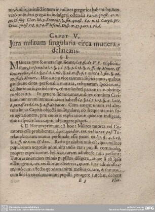 Caput V. Jura militum singularia circa munera delineans.